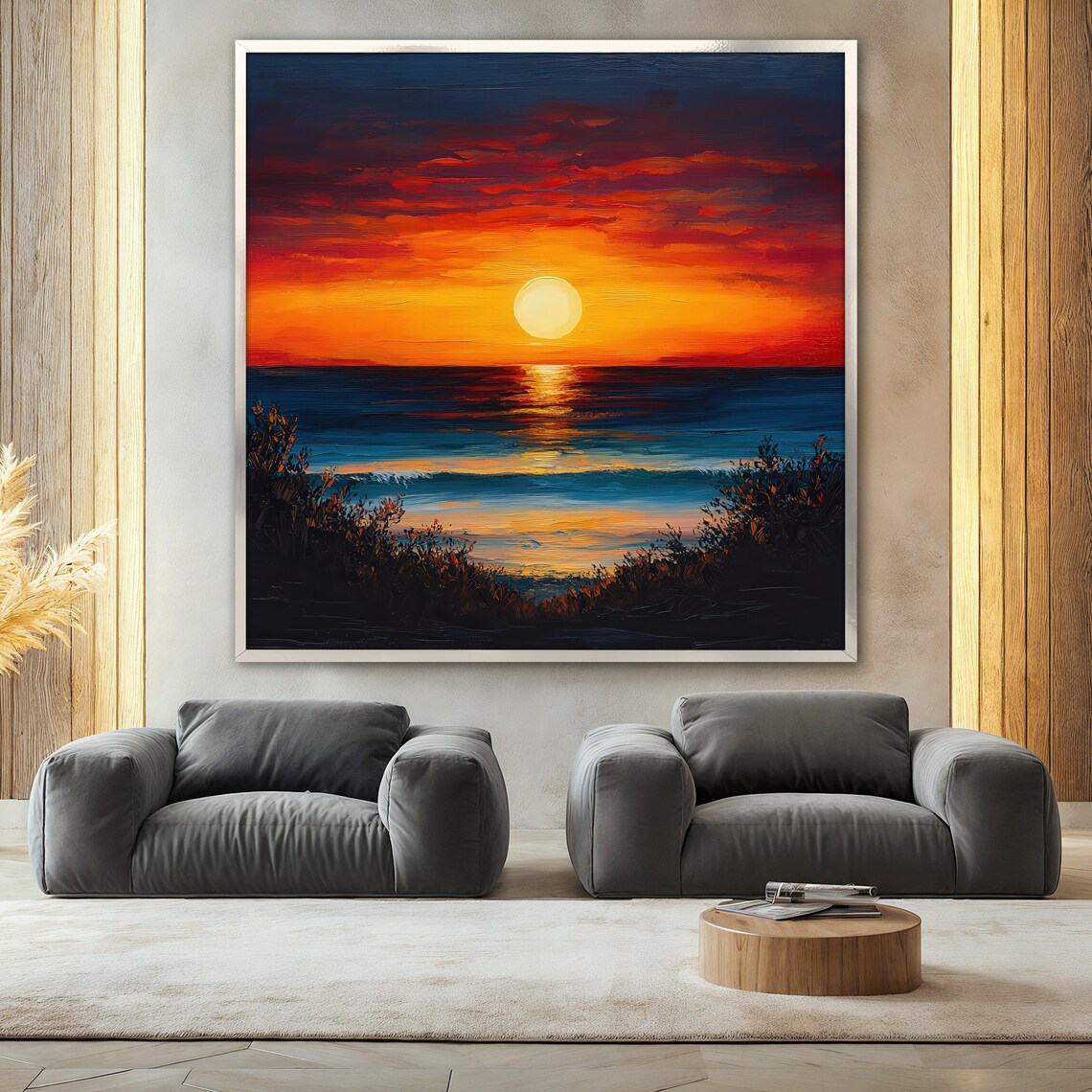 Sunset Painting With Ocean View, Coastal Wall Art - Image 2