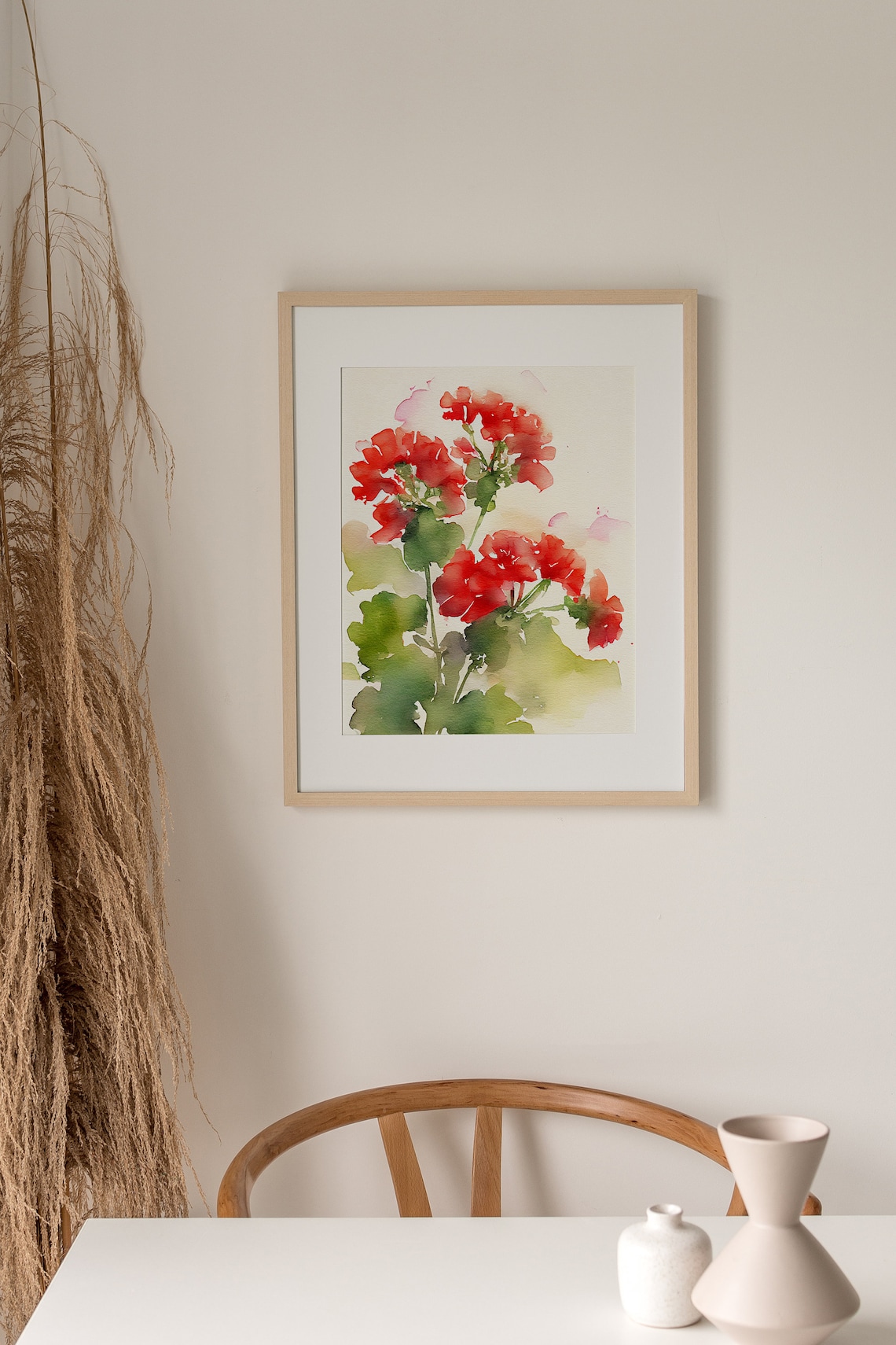 Geranium Watercolor Floral Art Print, Farmhouse Decor - Image 3