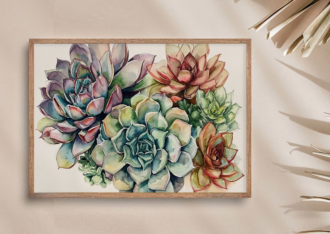 Succulent Watercolor Painting Cactus Art Print, Boho - Image 3