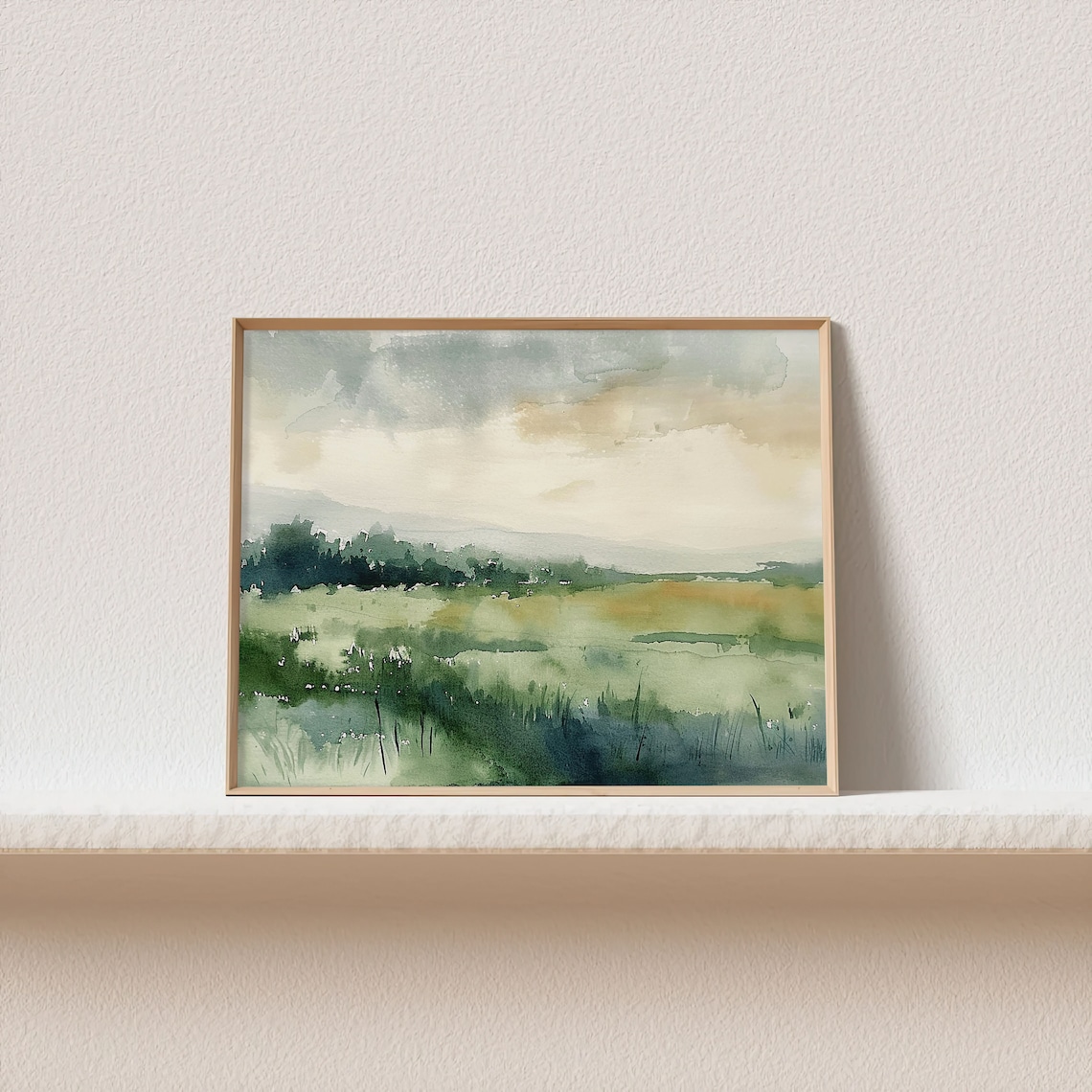 Countryside Abstract Landscape Watercolor Art Print - Image 4