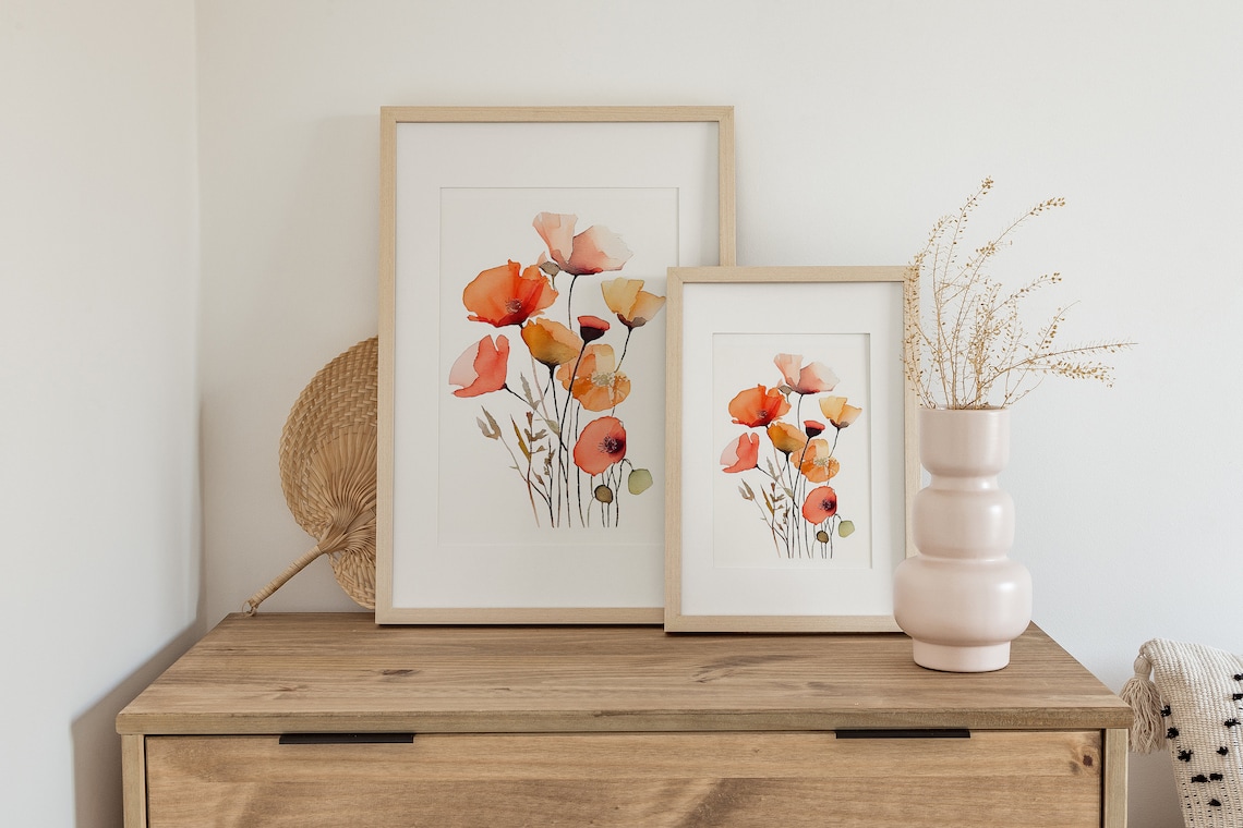Poppies Watercolor Art Print, Farmhouse Floral Decor - Image 5