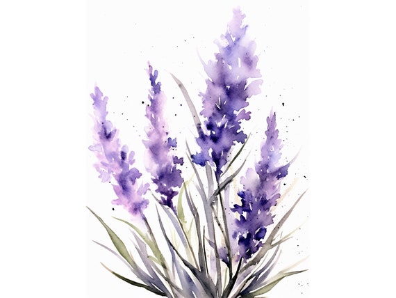 Lavender Watercolor Art Print, Modern Farmhouse Decor