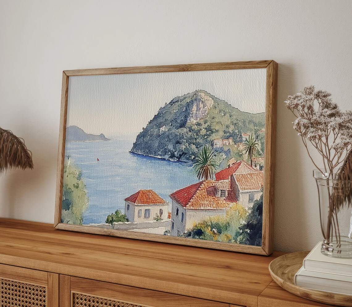 Montenegro Coastal Watercolor Art Print, Adriatic Sea - Image 4