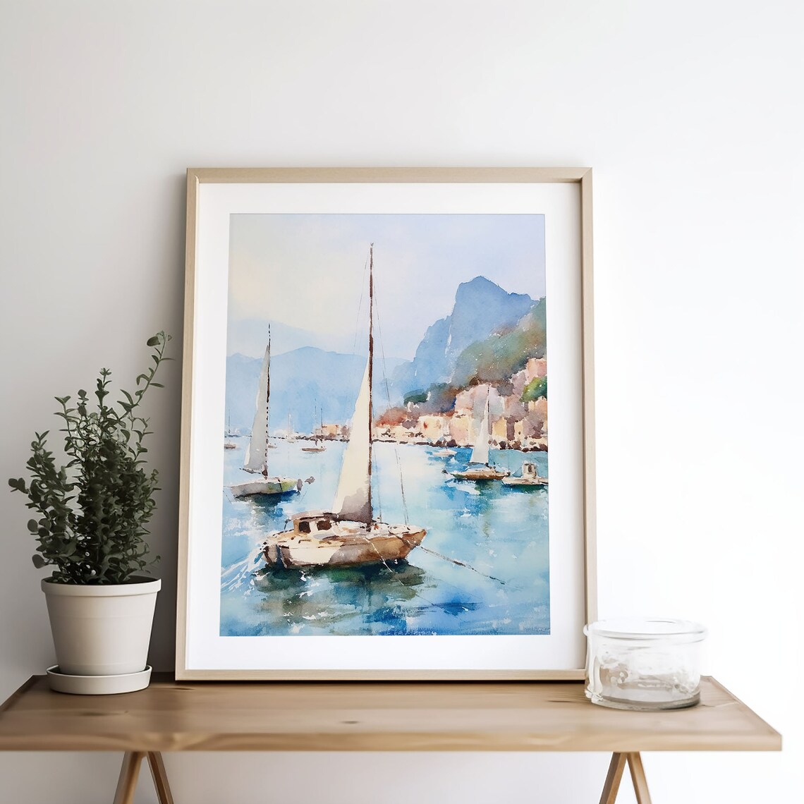 Capri Watercolor Art Print, Italian Island Seascape - Image 3