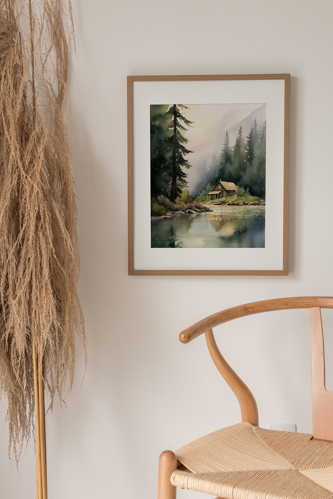 Forest Cabin Tahoe Lake Watercolor Art Print - Image 2