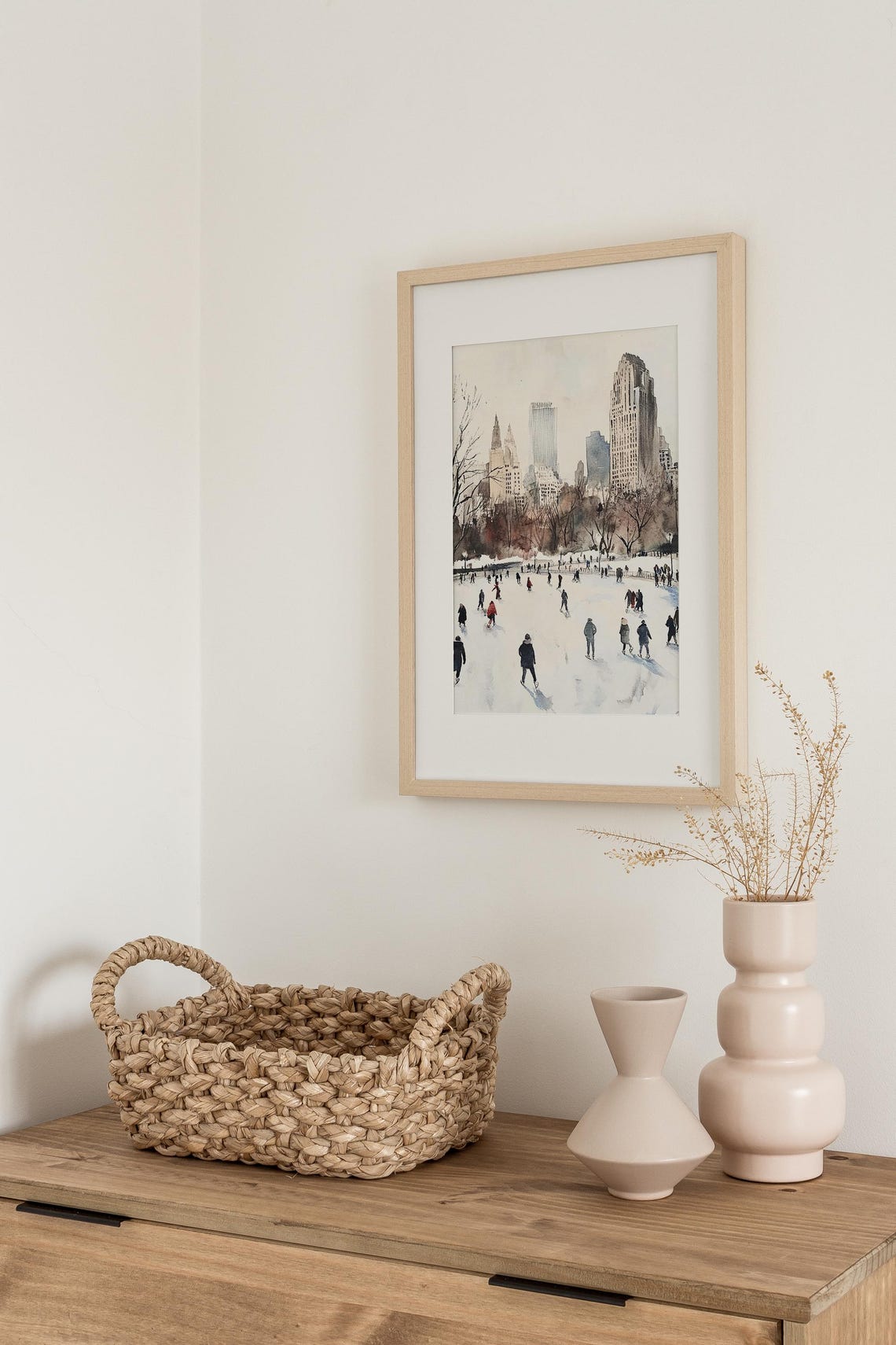 Central Park Ice Skating Rink Winter New York Watercolor Poster - Image 3
