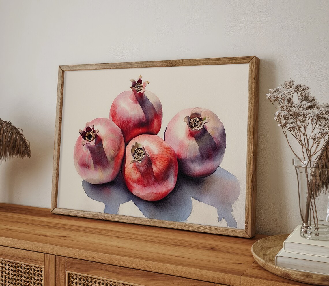 Pomegranate Watercolor Print, Farmhouse Kitchen Art - Image 3