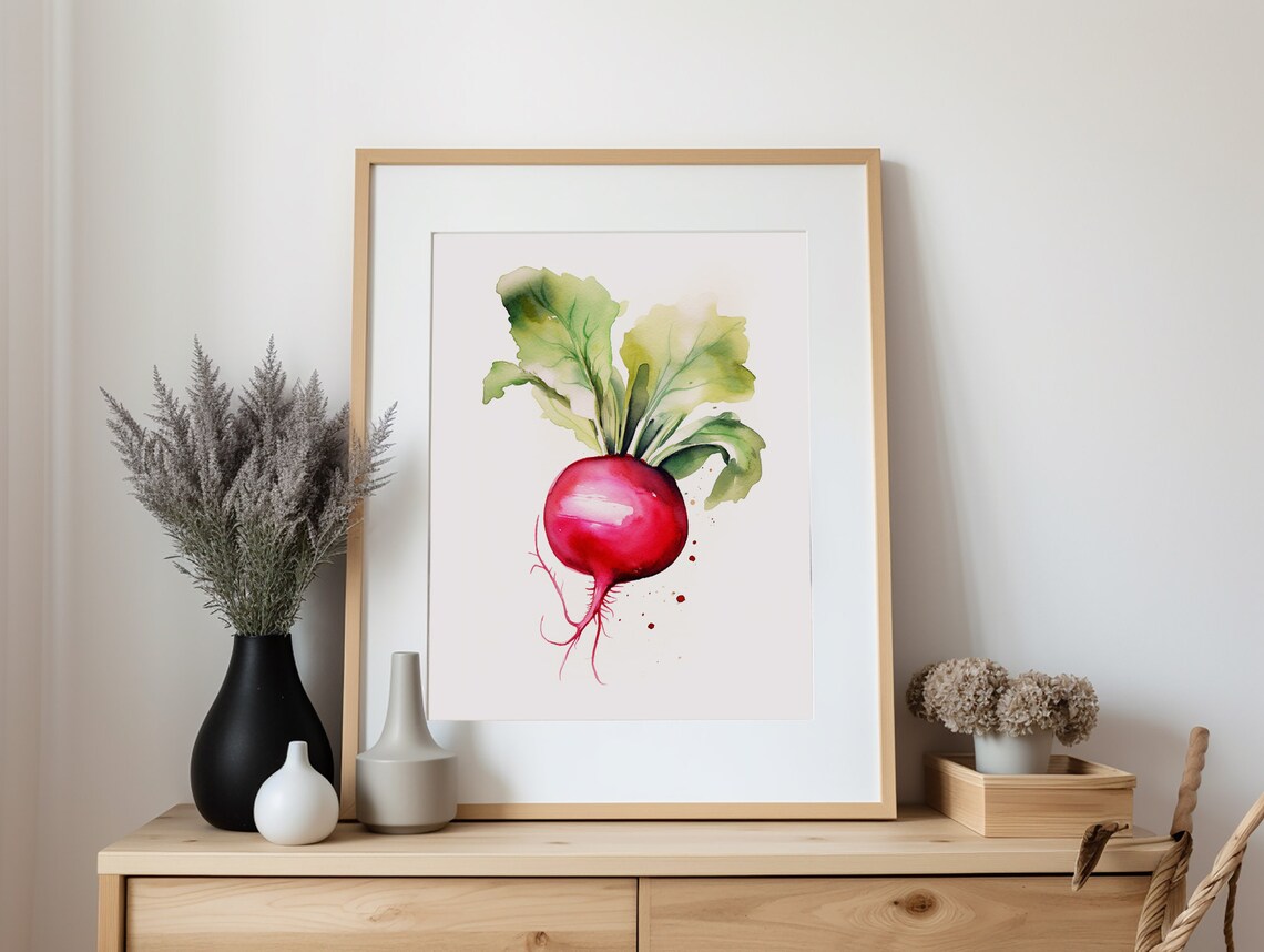 Radish Watercolor Painting, Rustic Farmhouse Art Print - Image 3