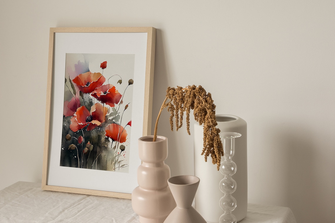 Poppy Painting Watercolor Floral Art Print - Image 5