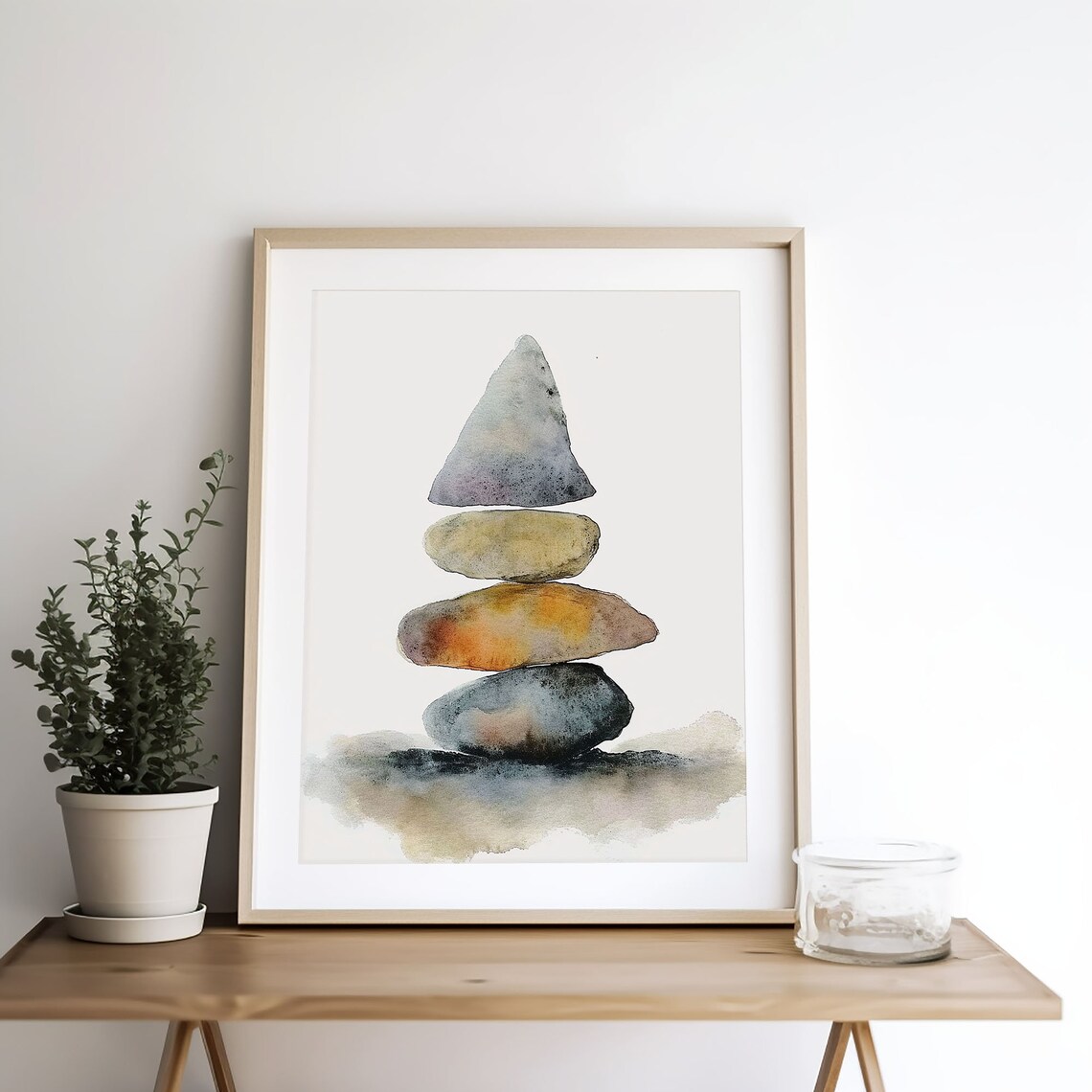 Balancing Stones Watercolor Art Print, Zen Wall Art - Image 4