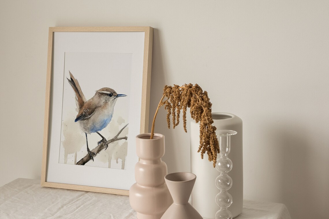 Wren Painting Cute Bird Watercolor Art Print - Image 3