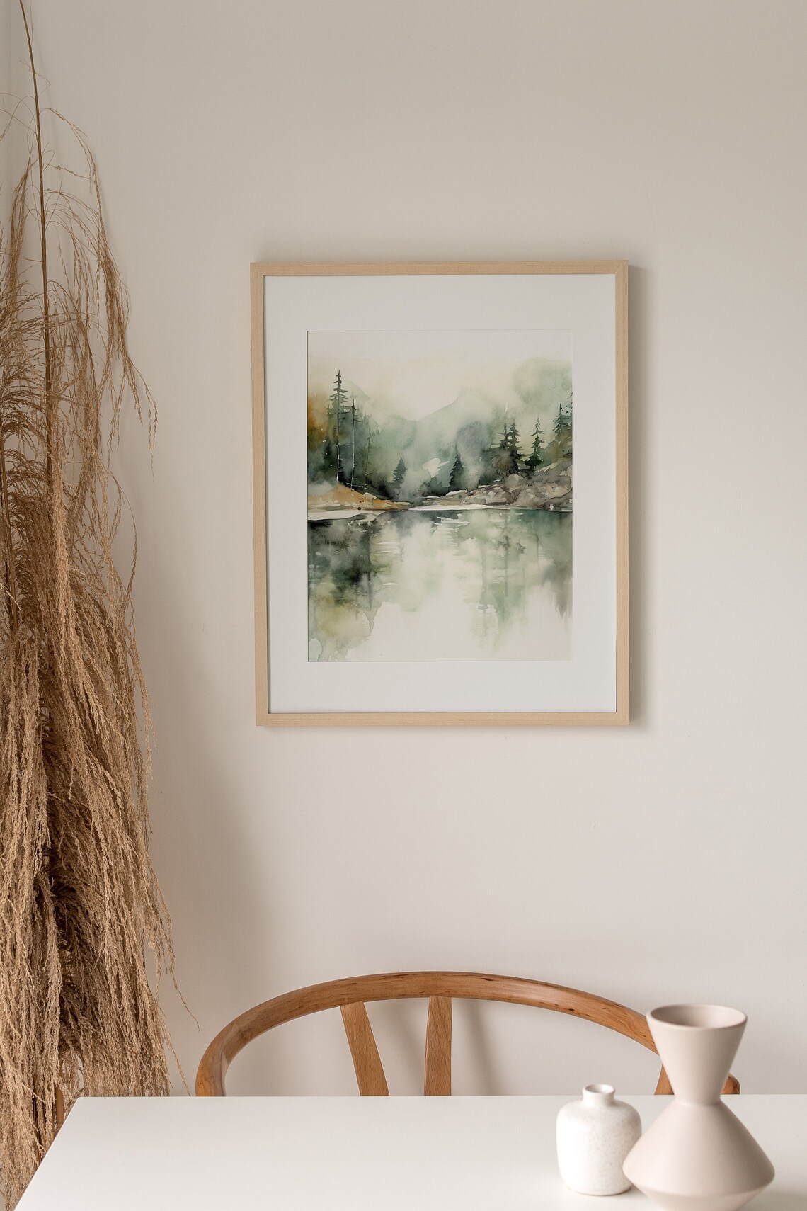 Priest Lake Idaho Watercolor Mountain Lake Landscape - Image 3