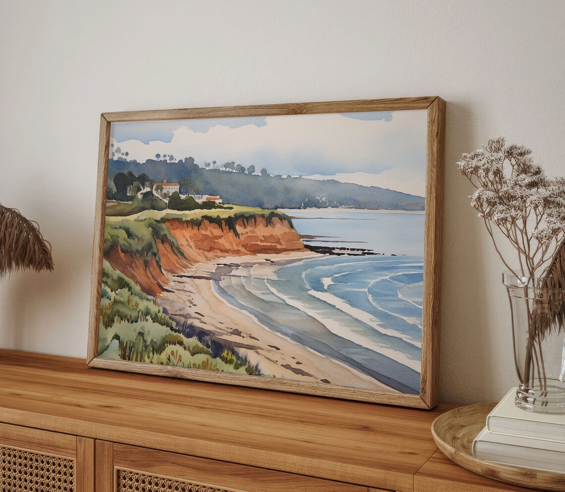 Torrey Pines Watercolor Art Print, San Diego Coast - Image 5