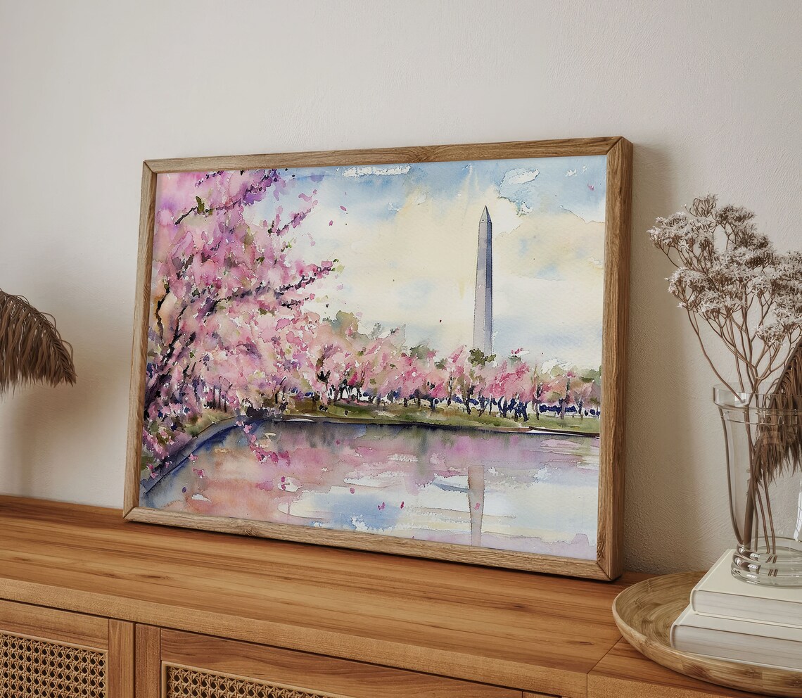 Washington Monument Painting Watercolor Art Print - Image 5