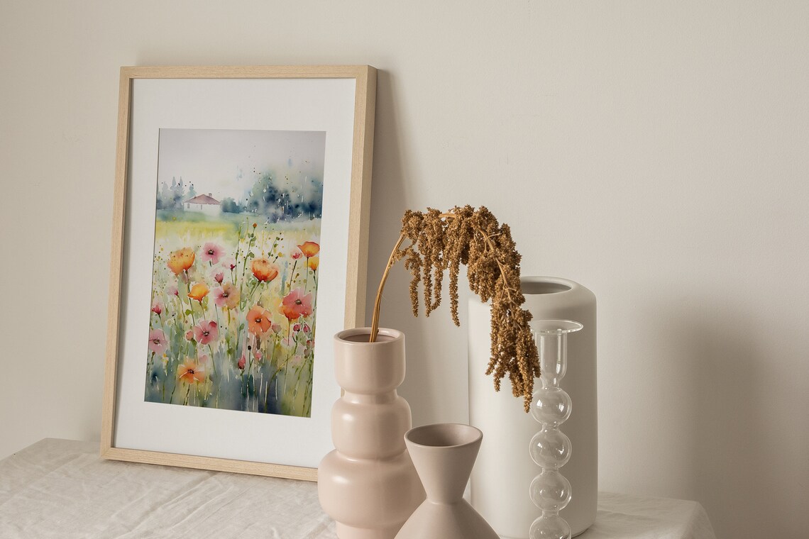 Meadow Farm Watercolor Art Print, French Farmhouse - Image 2