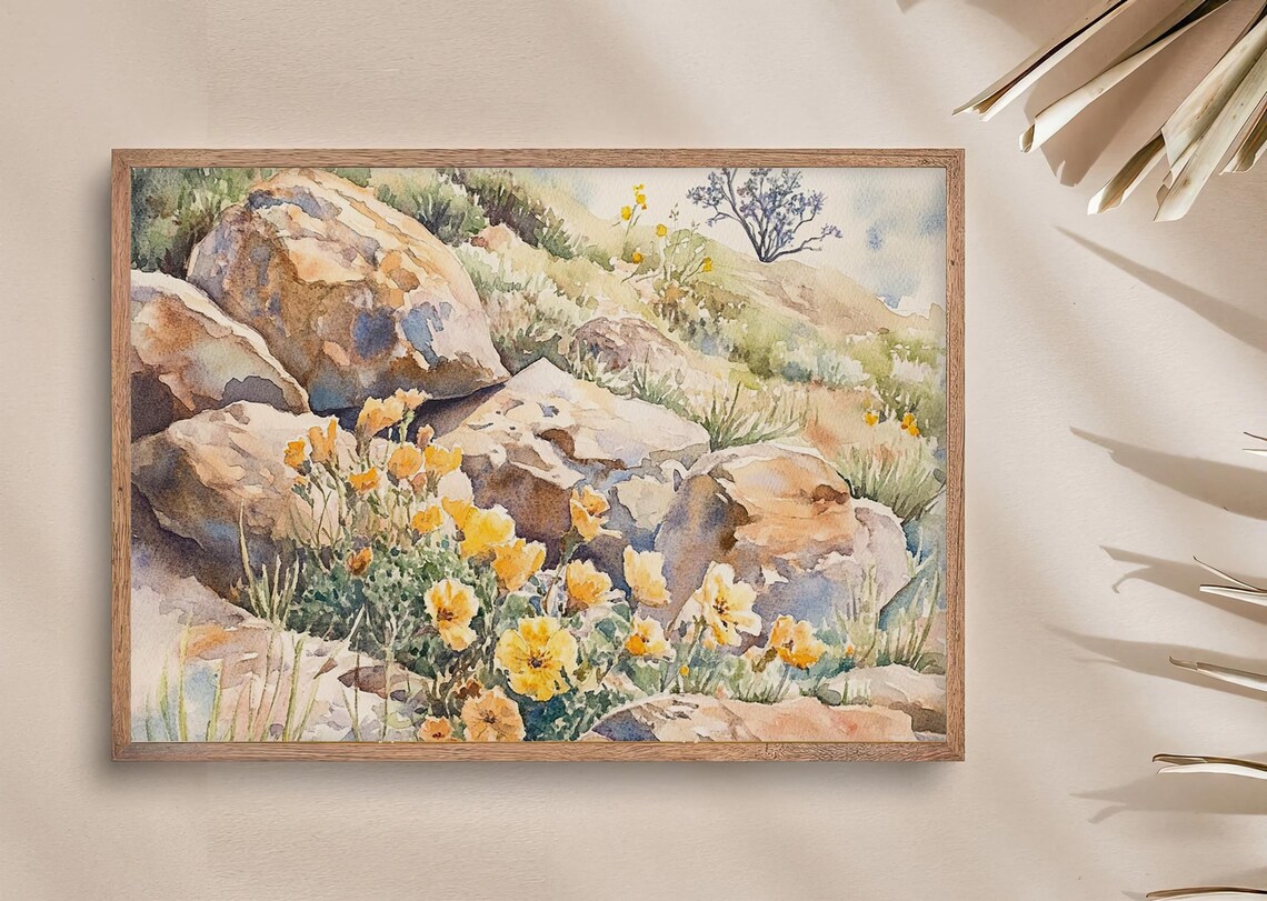 Arizona Wildflowers Watercolor Art Print, Desert Blooms - Image 2