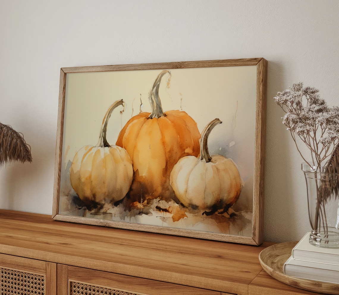 Pumpkin Watercolor Art Print, Farmhouse Autumn Decor - Image 3