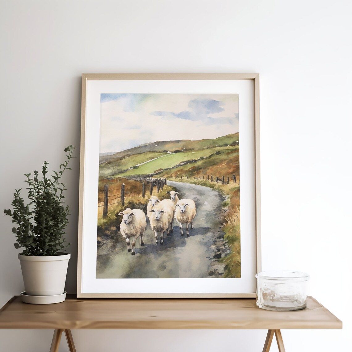 Irish Sheep Watercolor Print, Rustic Farmhouse Decor - Image 5