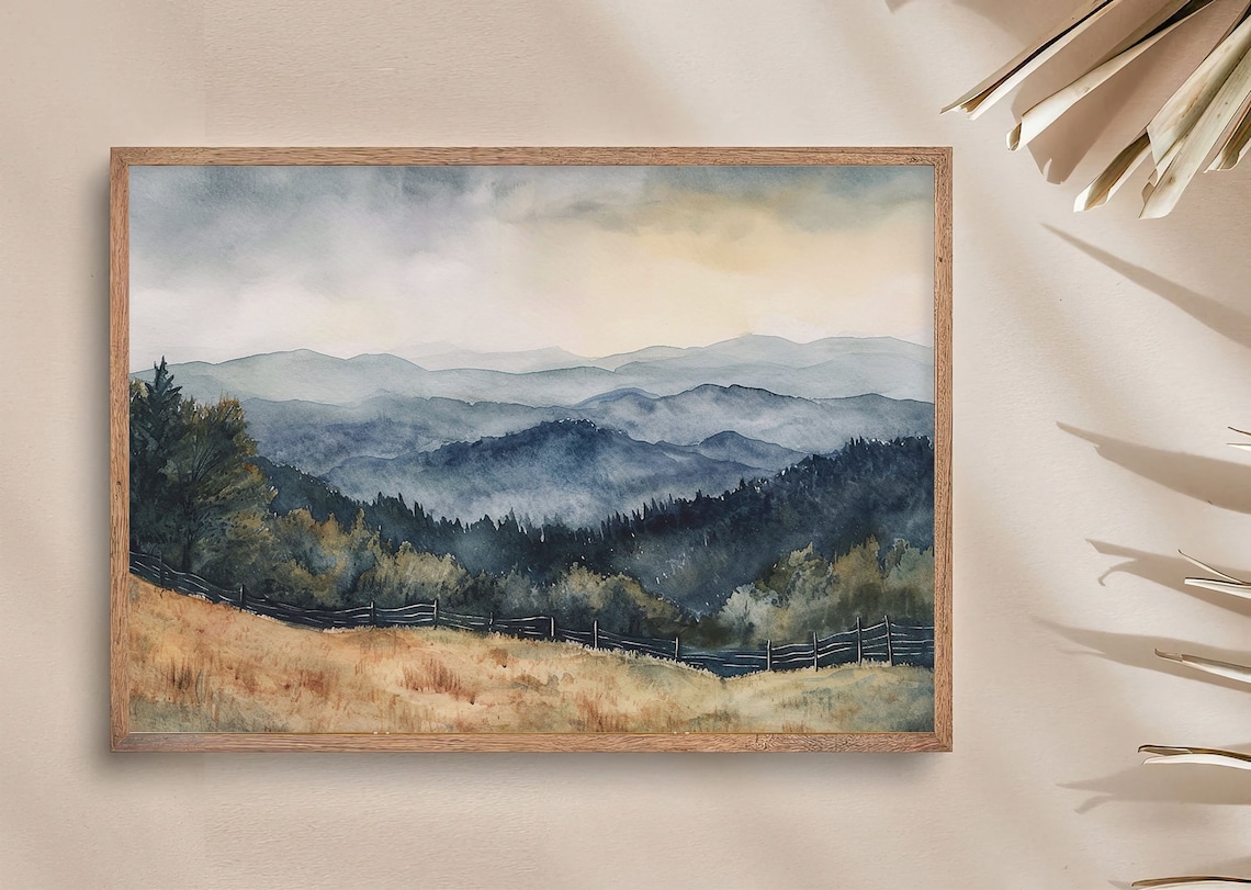 Appalachian Mountains Evergreen Forest Watercolor Art Print - Image 3