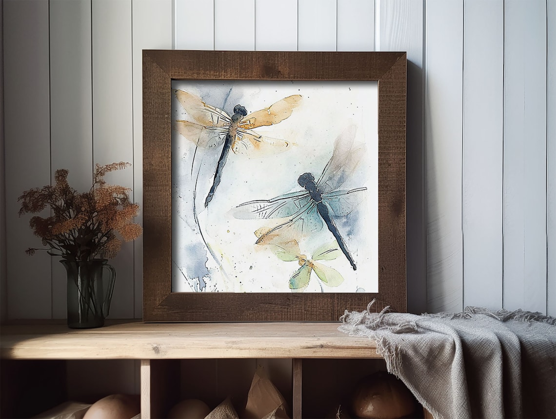 Dragonfly Abstract Watercolor Art Print, Wildflowers - Image 2