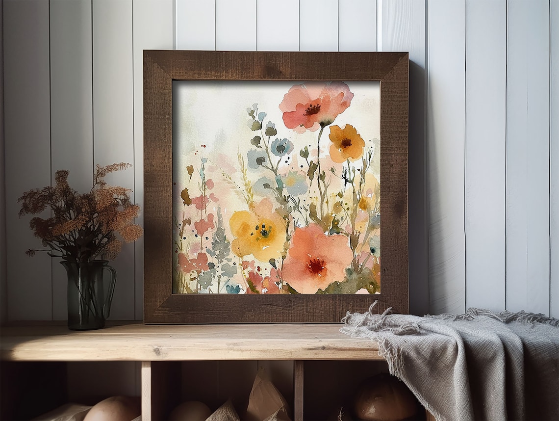 Wildflowers Watercolor Art Print, Spring Meadow - Image 2