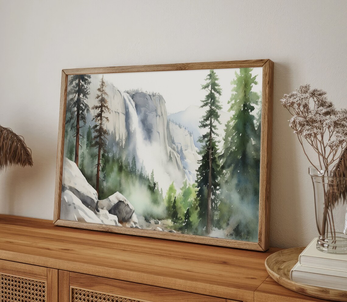 Yosemite Watercolor Art Print, El Capitan Landscape - Image 5