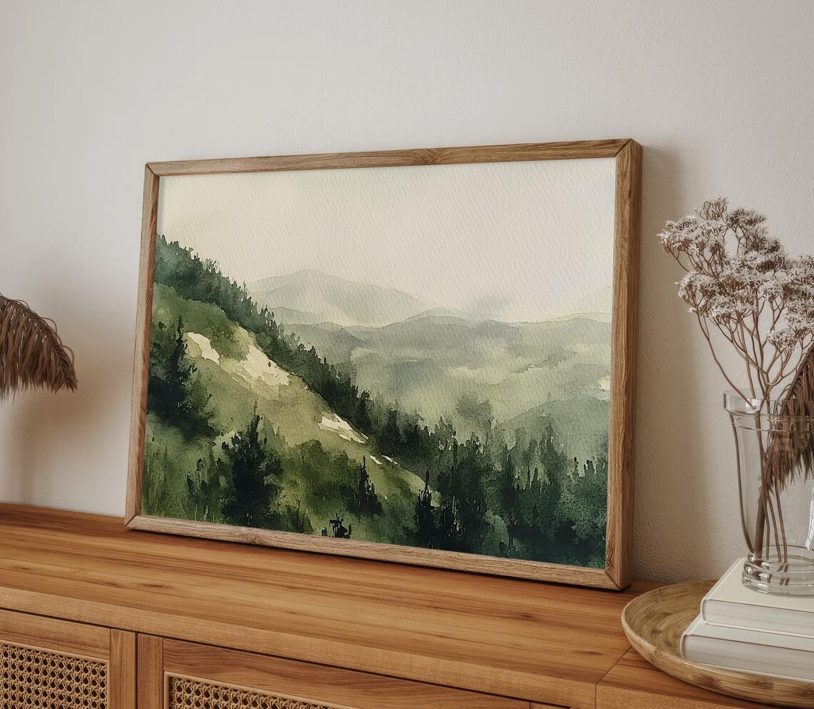 Berkshires Mountains Watercolor Art Print, Landscape - Image 4