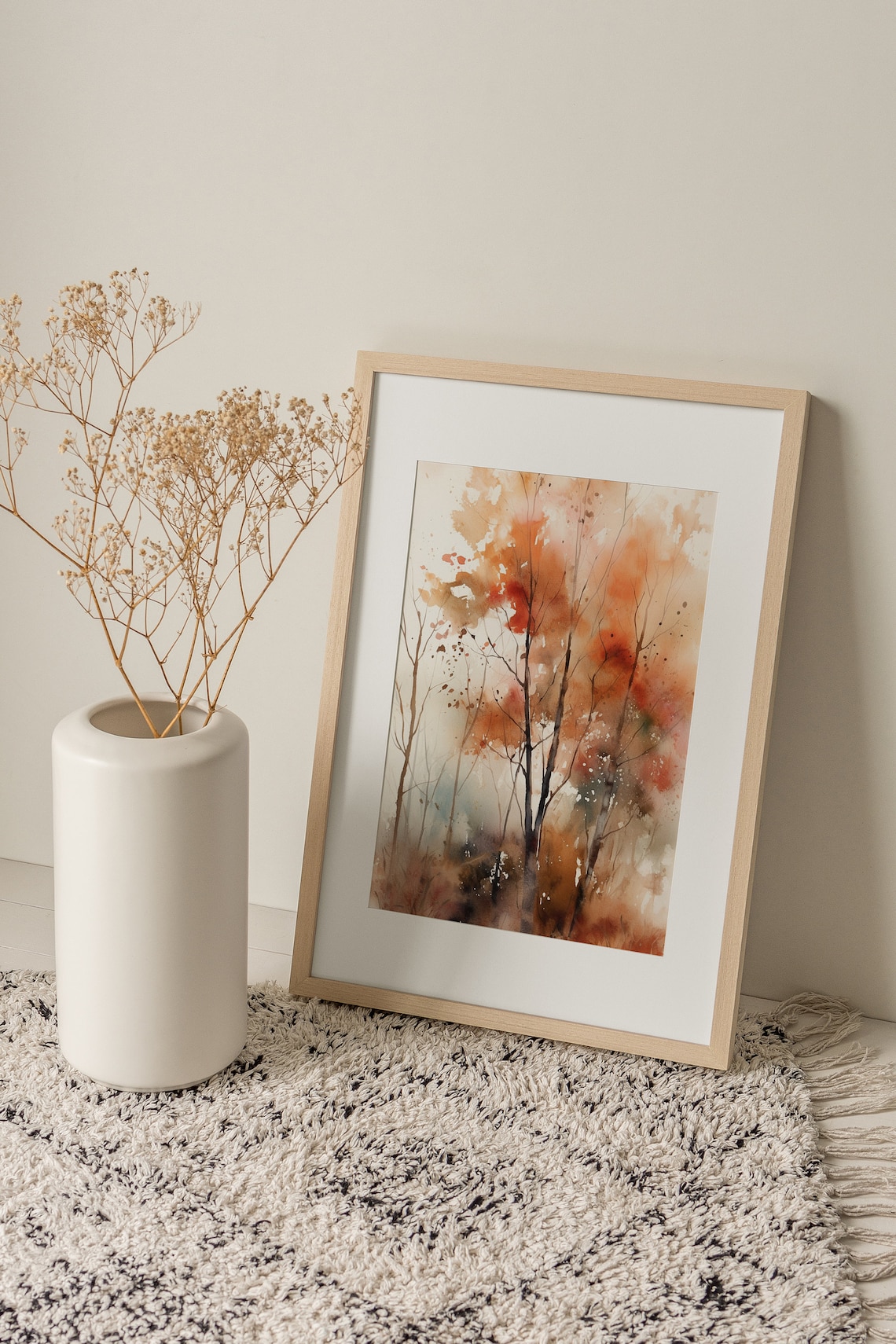 Fall Trees Watercolor Poster, Autumn Forest Landscape - Image 4
