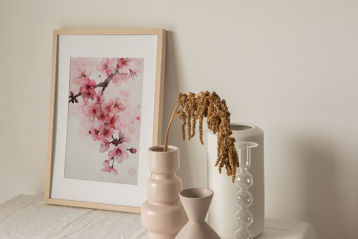 Cherry Blossom Sakura Watercolor Art Print - Image 3