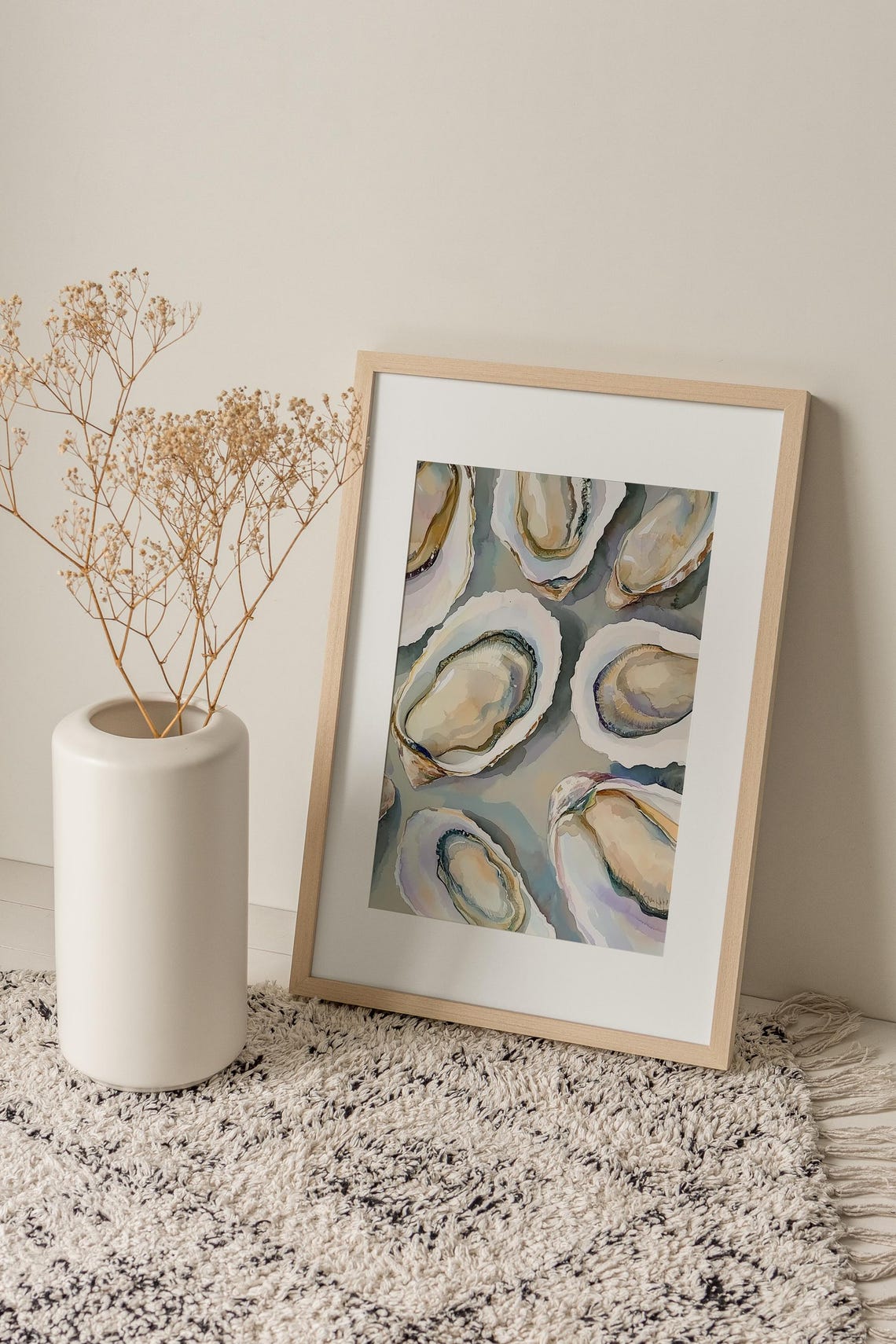 Oyster Half Shells Watercolor Seafood Kitchen Beach House Poster - Image 3