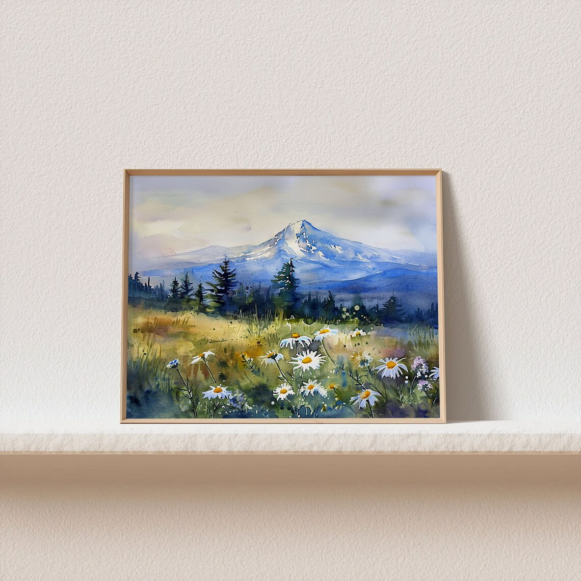 Mount Hood Daisy Watercolor Wall Art Print - Image 2