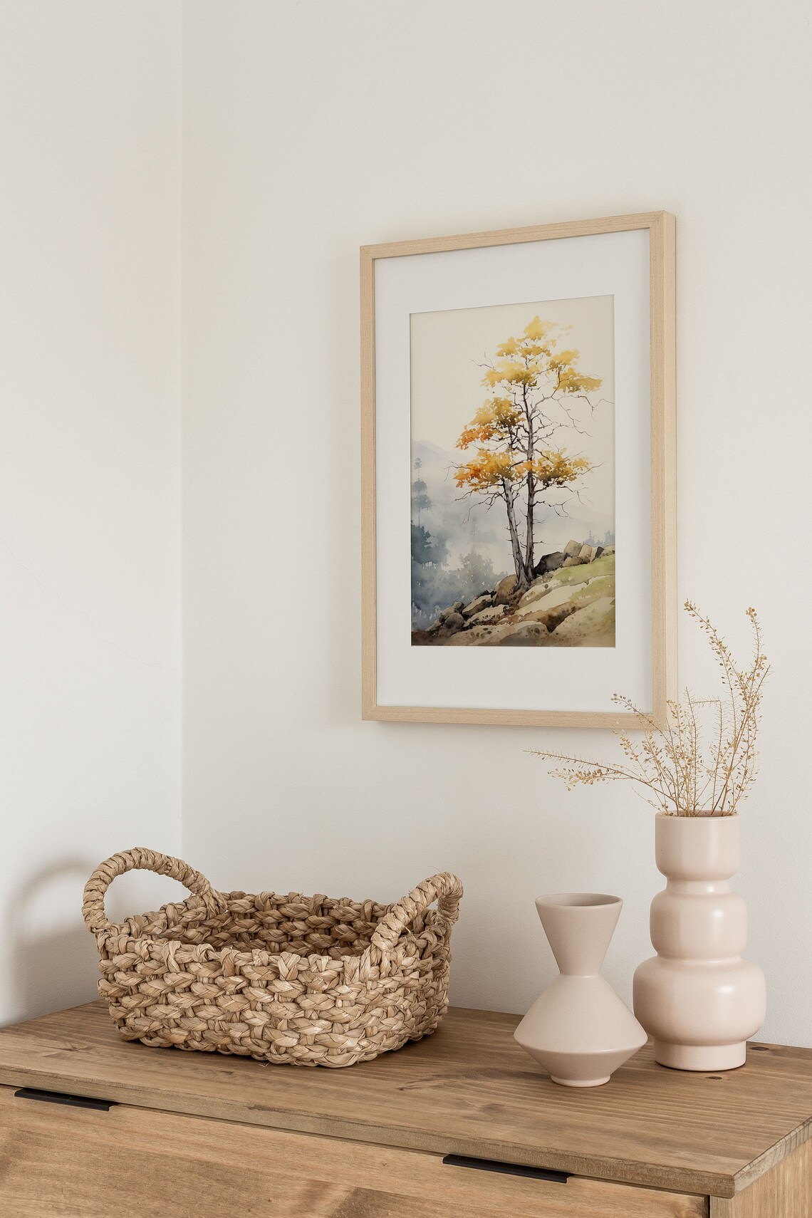 Adirondack Golden Birch Autumn Ridge Mountain Watercolor Poster - Image 4