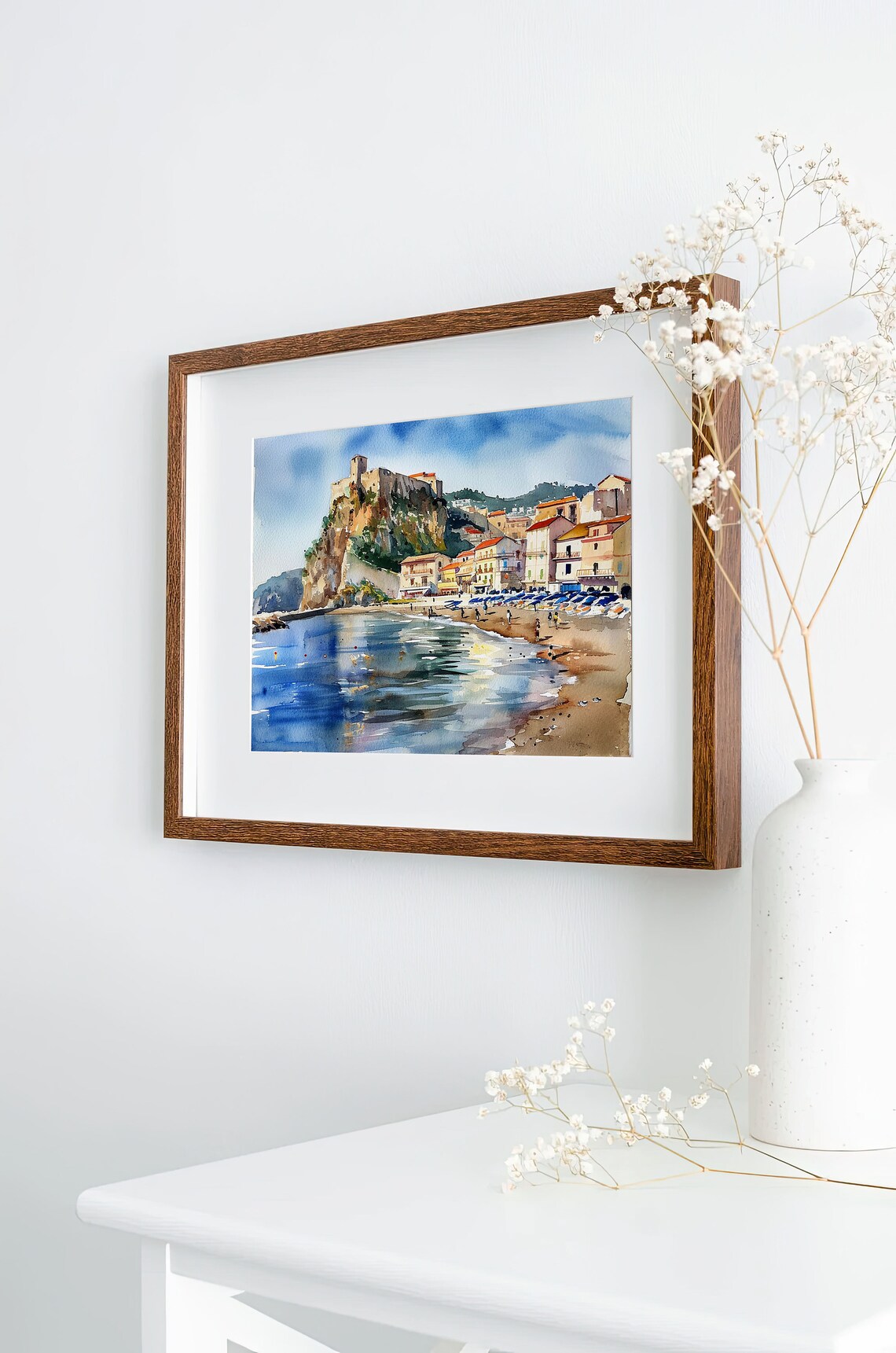 Scilla Beach Watercolor Art Print, Calabria - Image 2