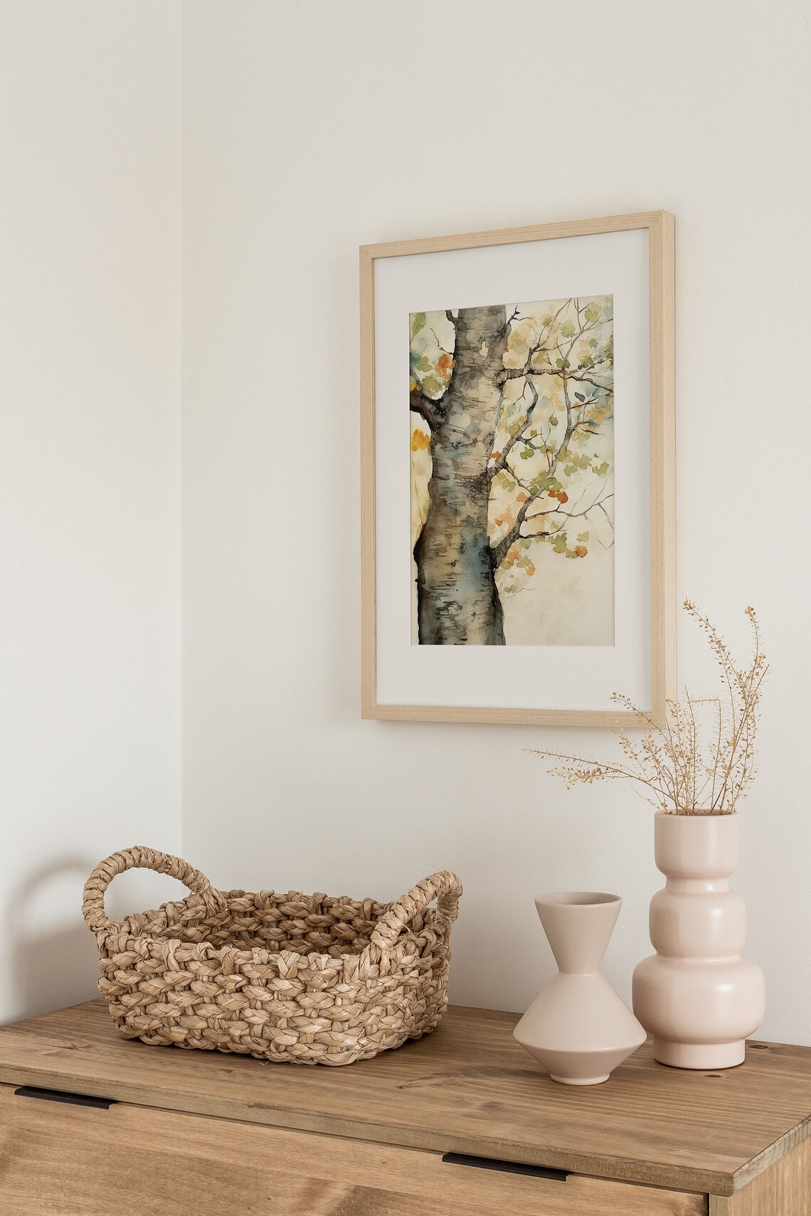 Sycamore Trees Watercolor Landscape Art Print - Image 2