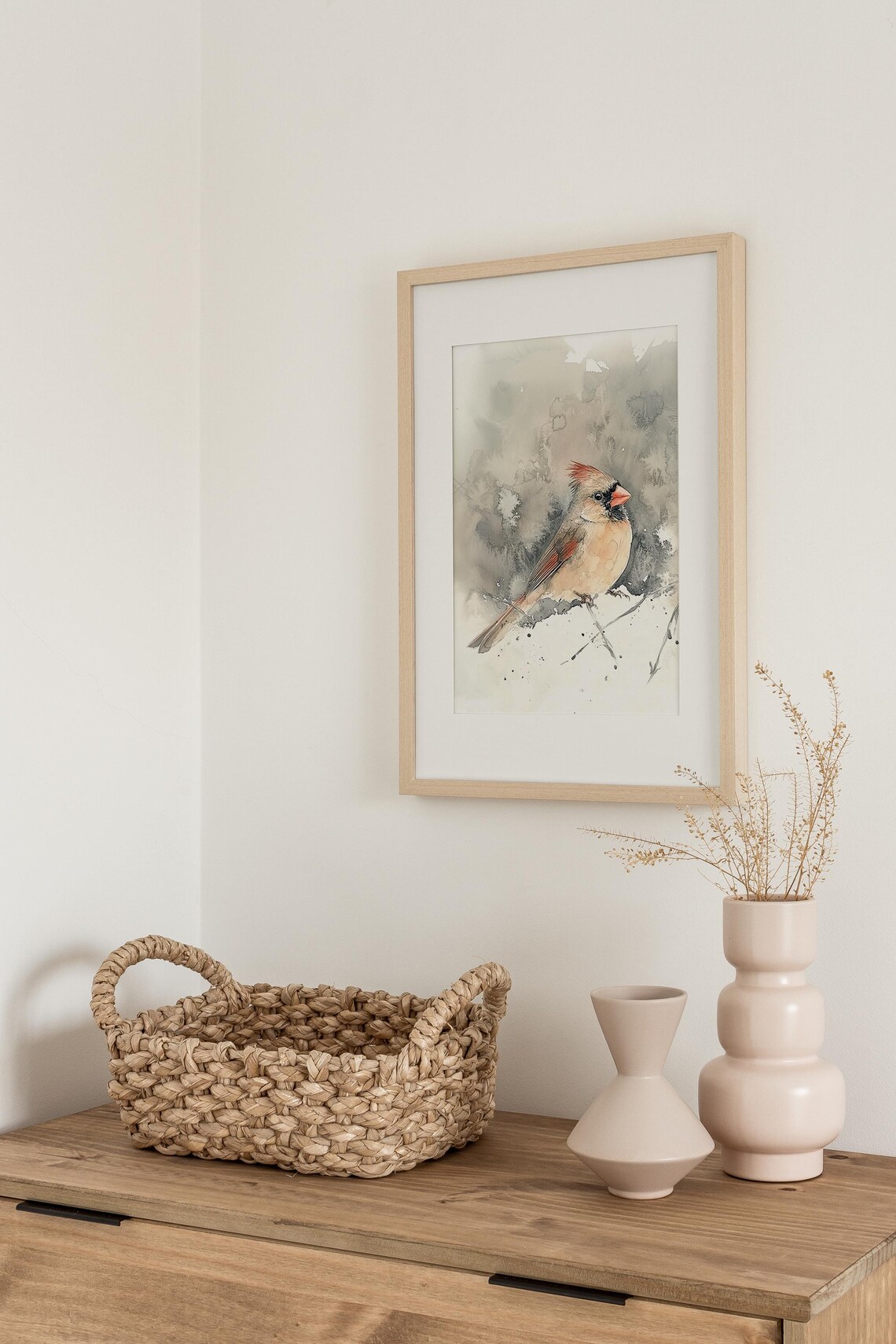 Female Cardinal Painting Watercolor Bird Art Print - Image 2