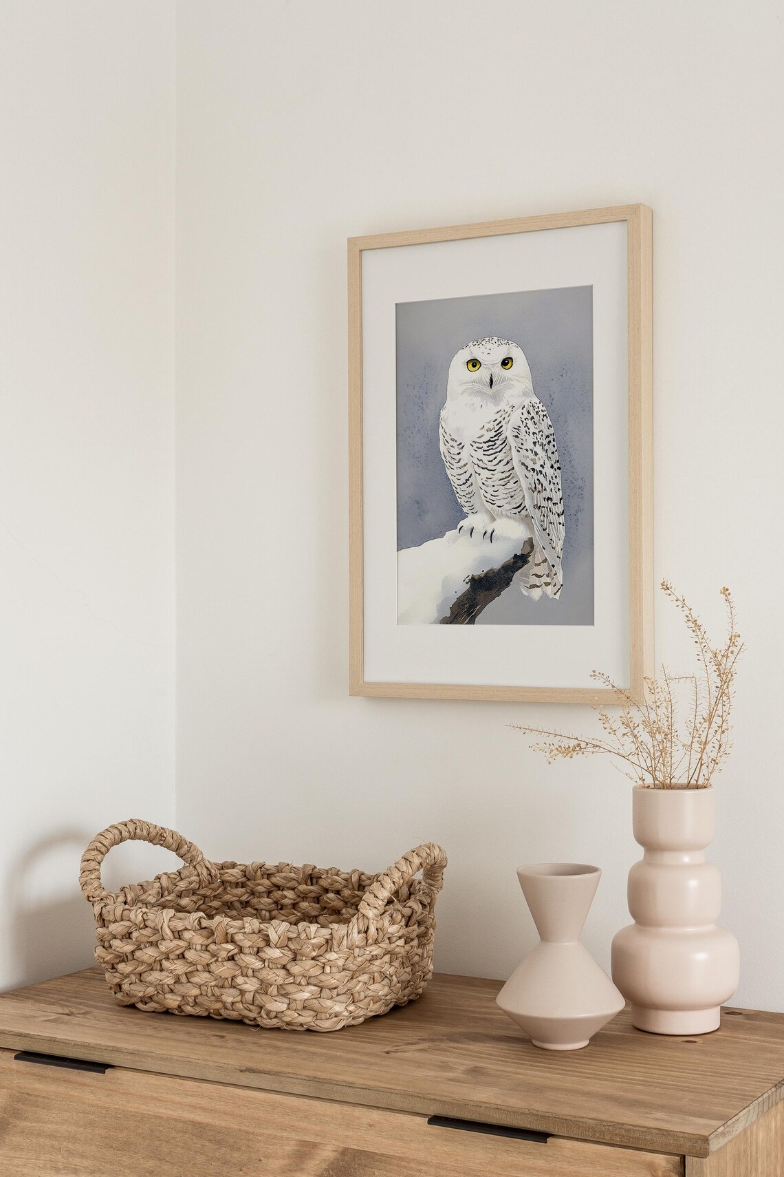 Snowy Owl Watercolor Art Print, Farmhouse Decor - Image 3