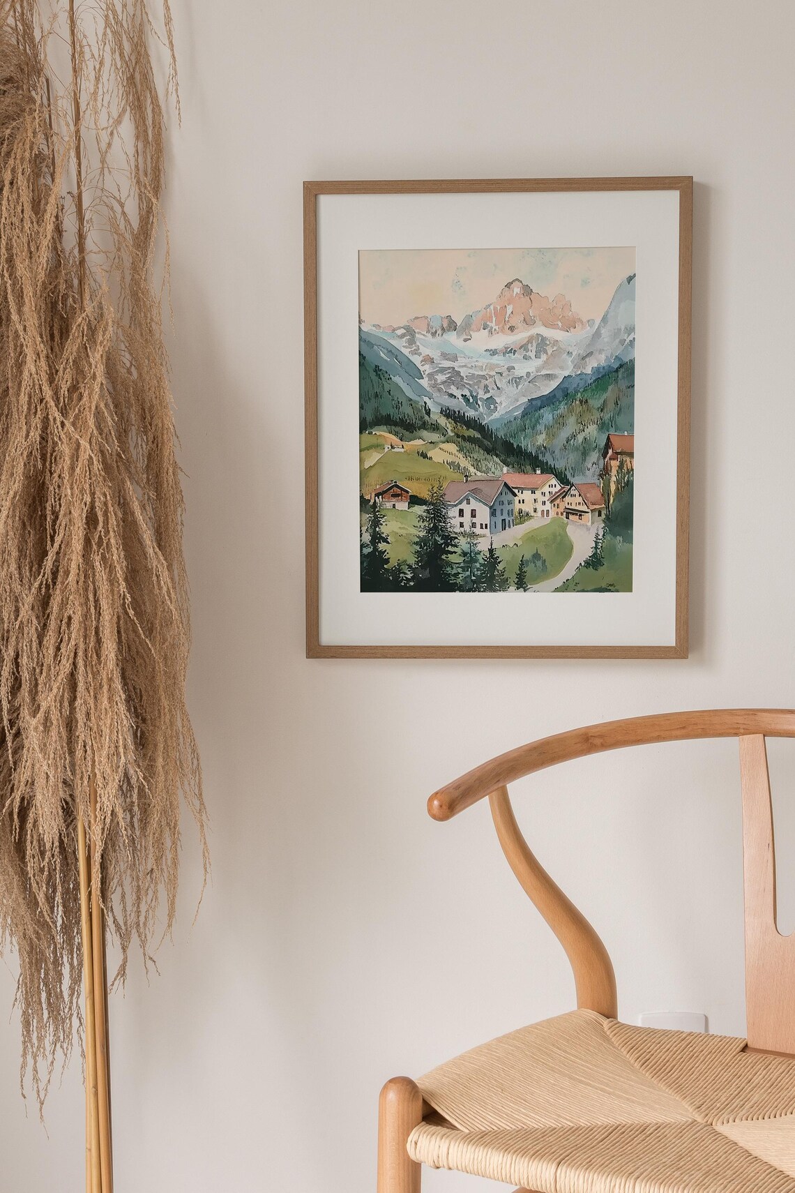 Swiss Alps Watercolor Art Print, Grindelwald Landscape - Image 2