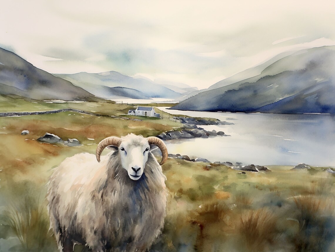 Scottish Highlands Isle Of Harris Watercolor Art Print