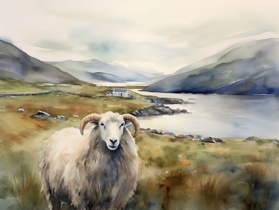 Scottish Highlands Isle Of Harris Watercolor Art Print