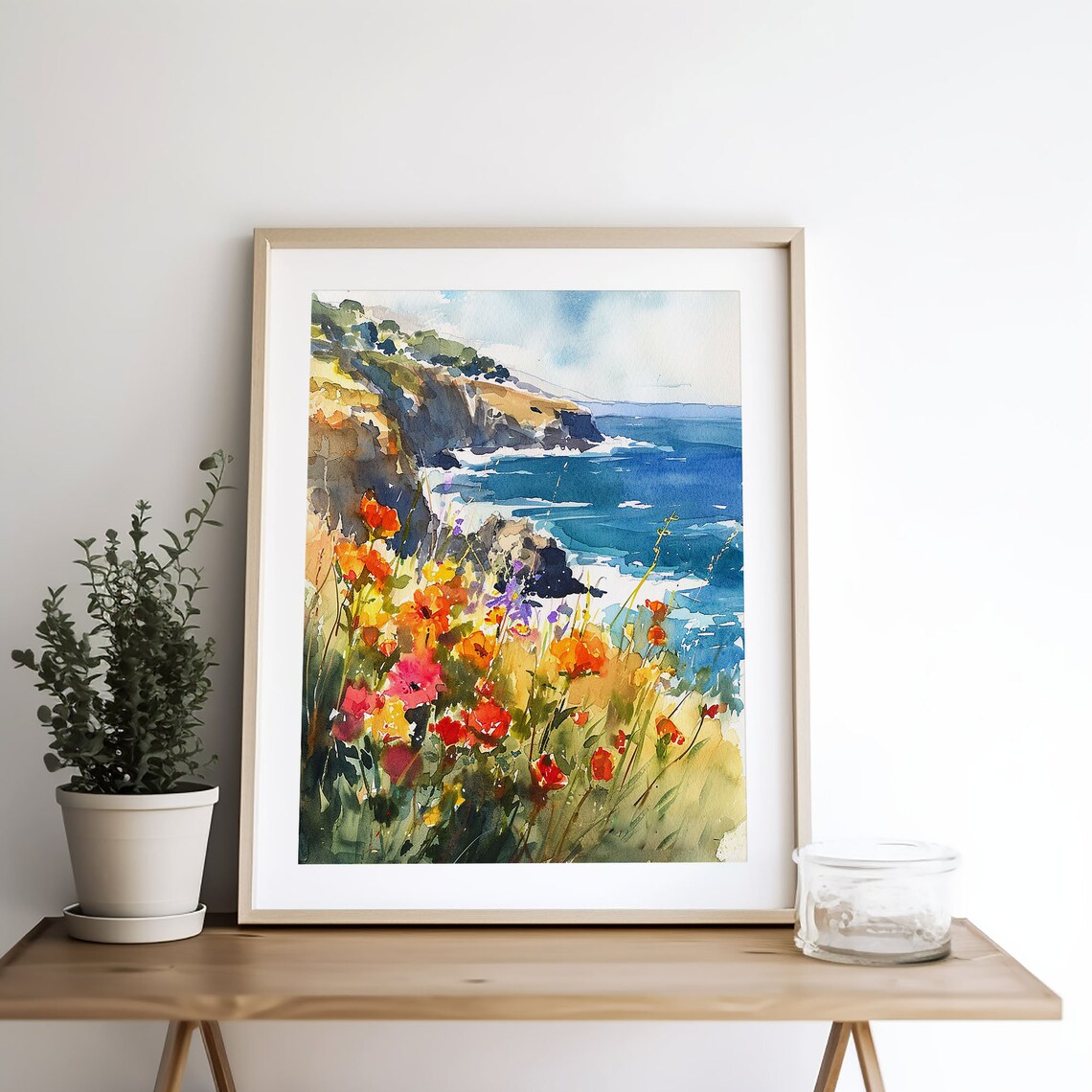 Big Sur California Coastal Landscape Watercolor Art Print - Image 5
