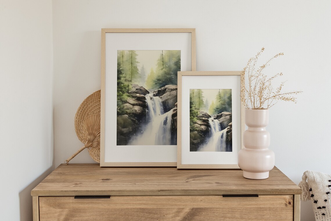 Forest Waterfall Painting, Willamette Valley Art Print - Image 3