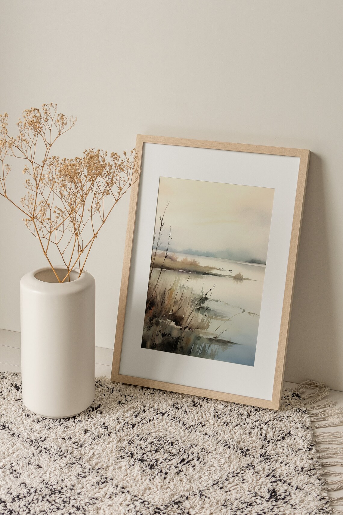 Misty Lake Vermont Watercolor Landscape Art Print - Image 4