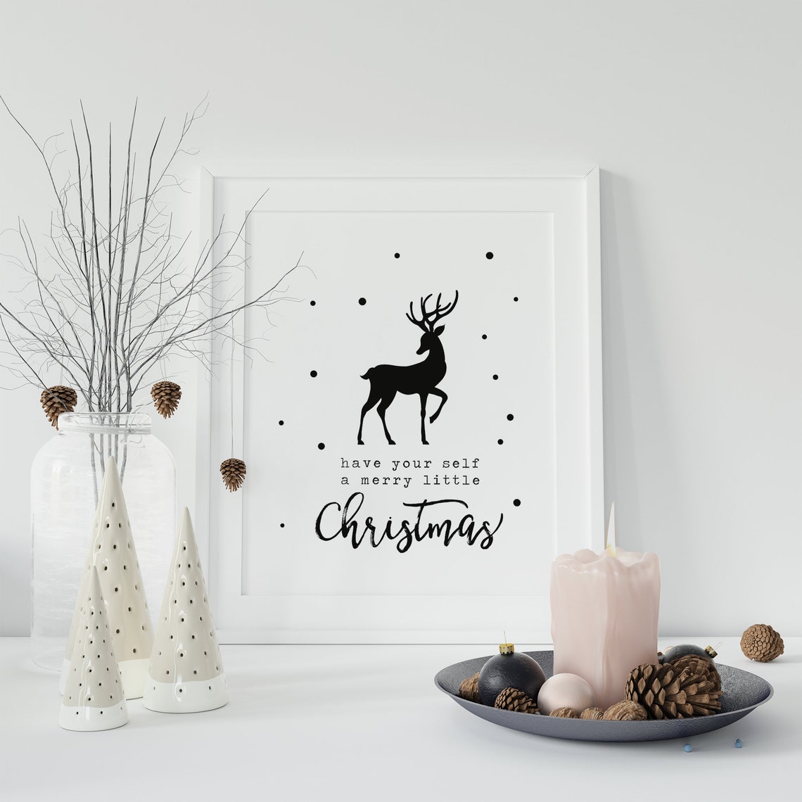 Have Yourself a Merry Little Christmas Reindeer Silhouette Art Print - Image 4
