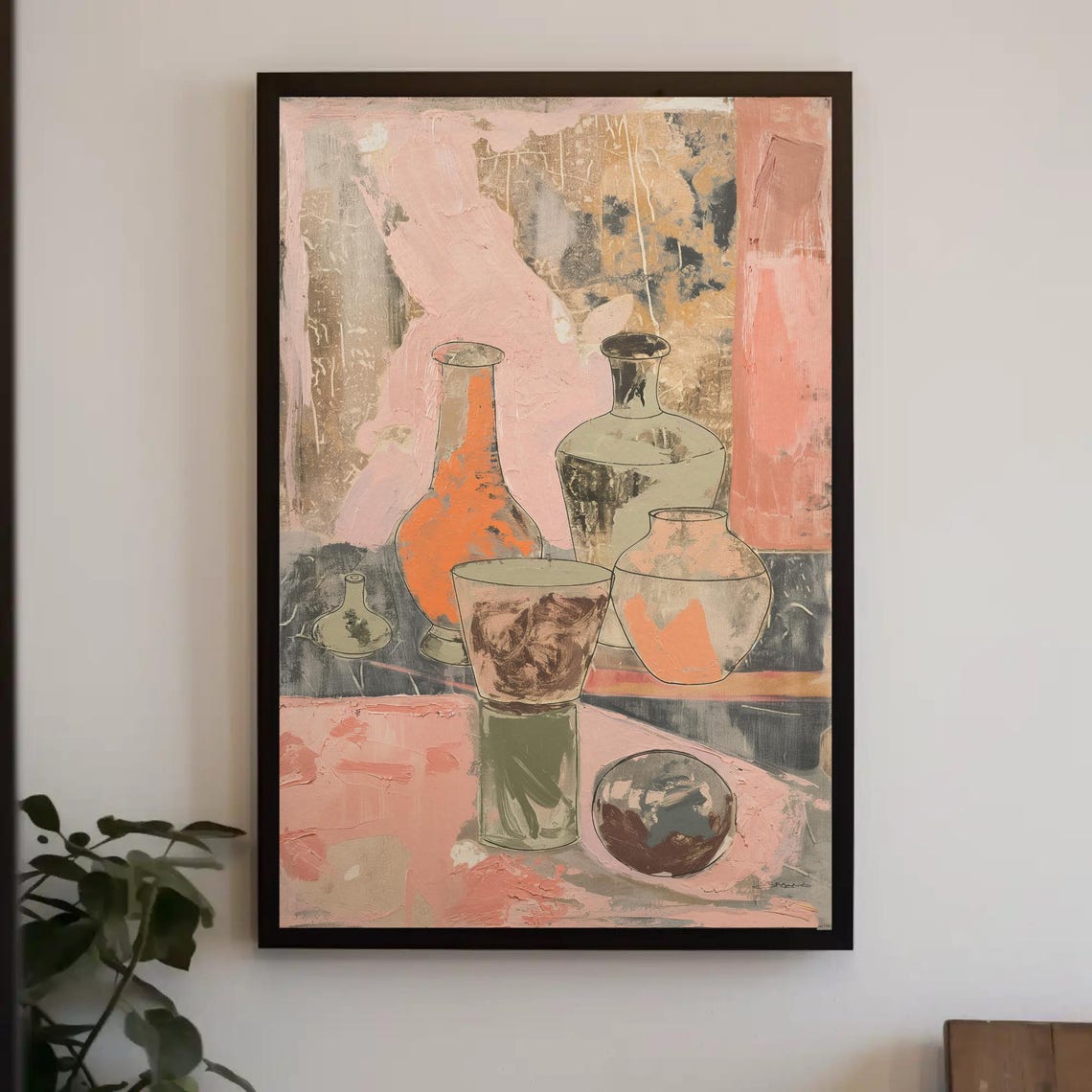 Abstract Vases Still Life Blush Pink Modern Art Painting Poster