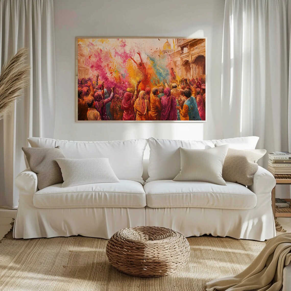 Holi Festival Crowd Celebration Colorful Powder Painting Poster - Image 4