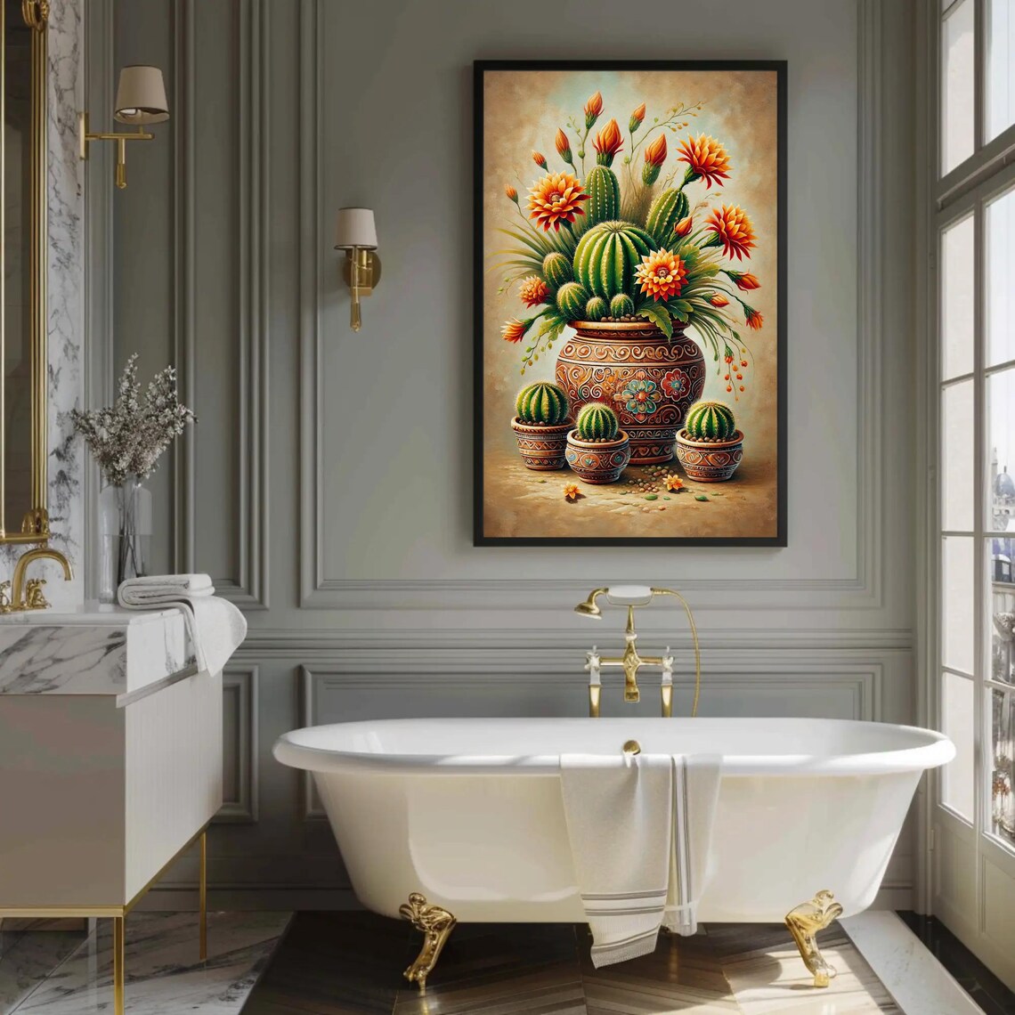 Mexican Cactus Botanical Desert Landscape Art Print - Image 2