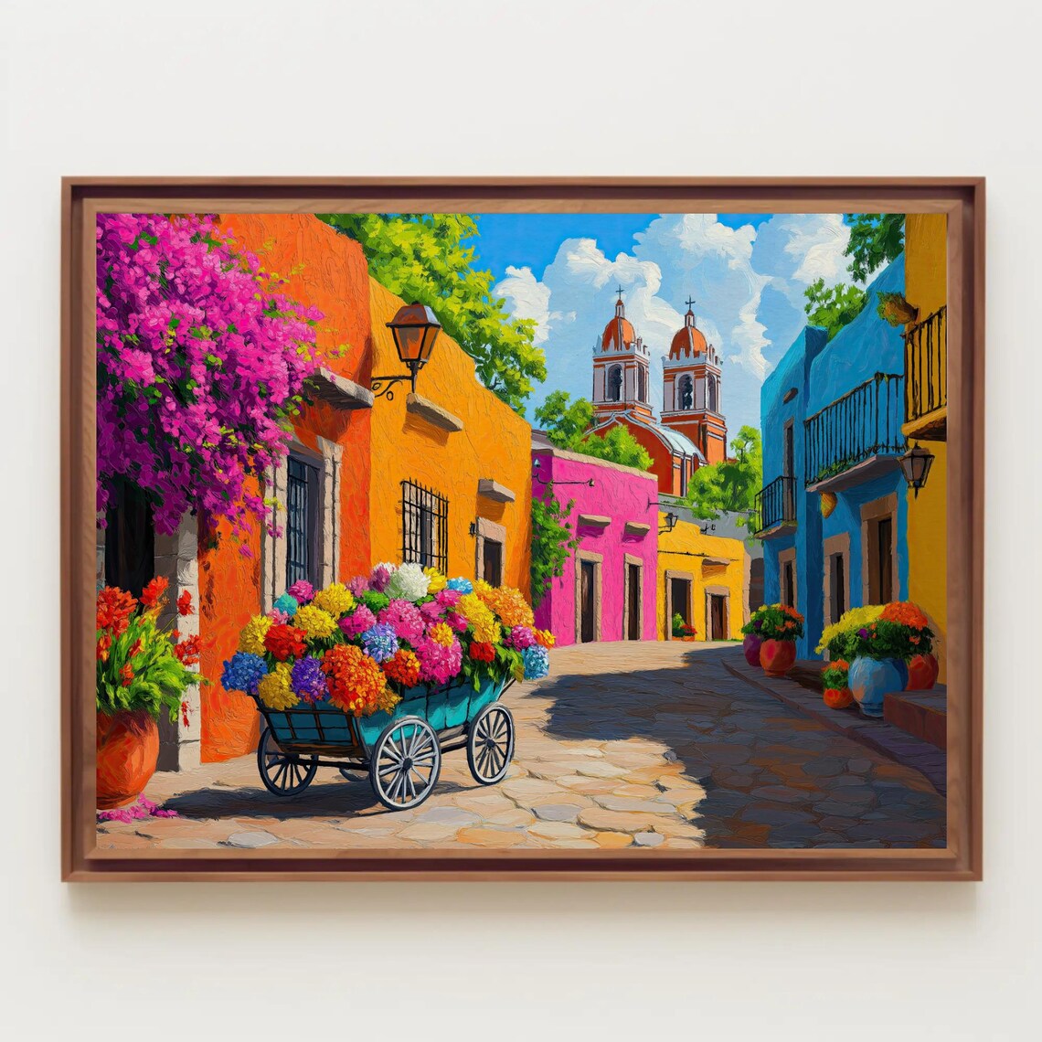 Flower Street Of Mexico, Vibrant Wall Art Print - Image 3