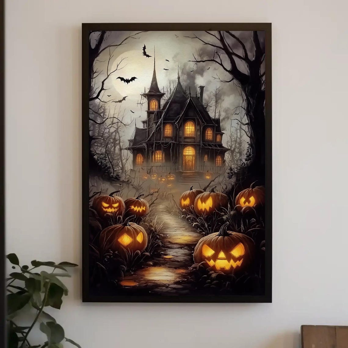 Haunted House Pumpkin Trail Mist Ornate Gothic Halloween Poster - Image 5