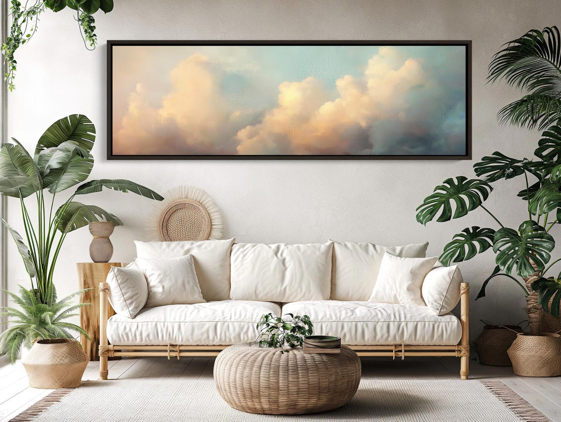 Dreamy Soft Pastel Clouds Wide Panoramic Serene Morning Sky Poster - Image 5