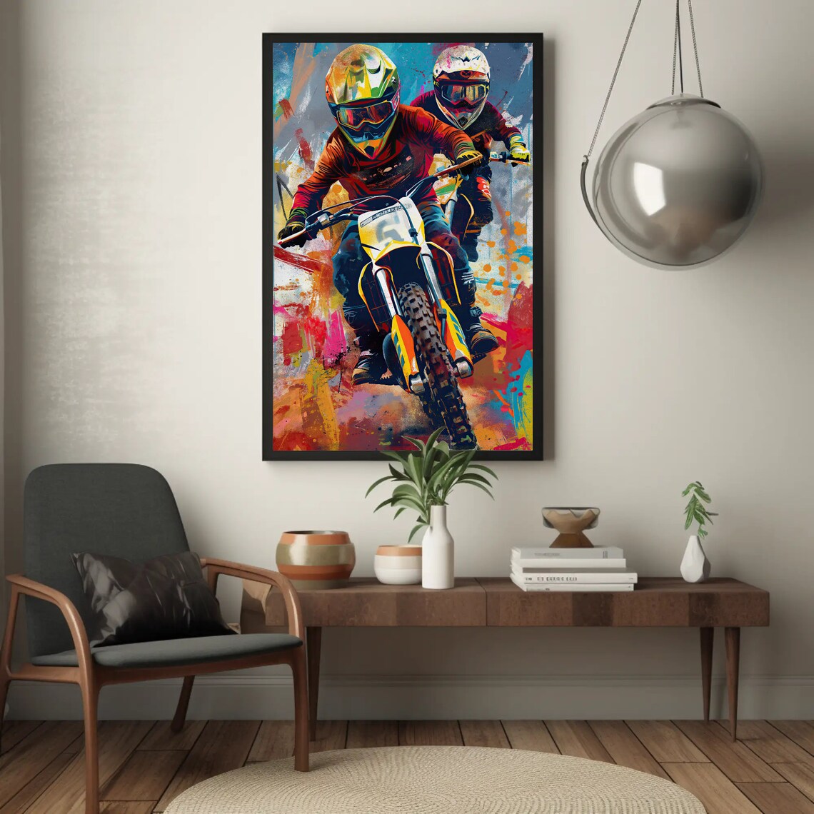 Dirt Bike Motocross Riders Racing Colorful Action Art Poster - Image 5